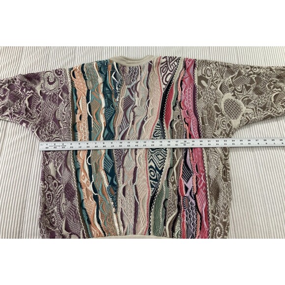 COOGI Australia Men’s Sweater M Multicolor Pastel Cable Knit Cosby Style Casual - Picture 7 of 8
